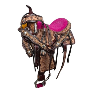 Monturas de carreras de barril directas de fábrica a granel, monturas de caballo occidentales de cuero genuino hechas a mano al por mayor, monturas de rodeo de vaquero duraderas - Product Image 3