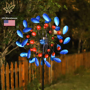 Lámpara Solar LED Azul con Diseño de Molinillo de Viento para Decoración de Jardín, Cuerpo de Plástico Resistente - Product Image 1