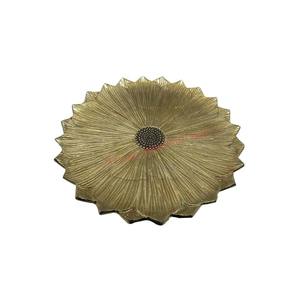 Customizable Gold Finished <b>Metal</b> <b>Tray</b> Flower Artwork Aswan International Brand CE Certified Excellent Workmanship Serving <b>Tray</b> - Product Image 2