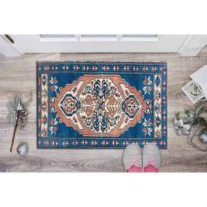 Tapis imprimé à motif géométrique Kilim, style turc, taille personnalisée, avec poils doux - Product Image 5