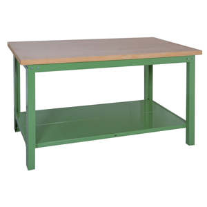 Banc de travail professionnel en acier de 2000 mm avec plateau en bois de hêtre - Product Image 1