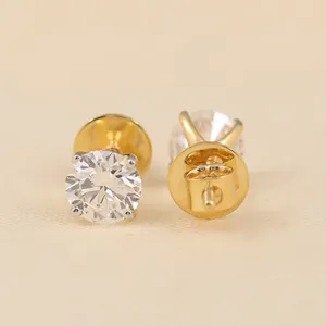 Boucles d'oreilles clous rondes tendance pour femme, plaquées or rose, or blanc, or jaune, forme vis, pour mariage, fiançailles, fête - Product Image 3