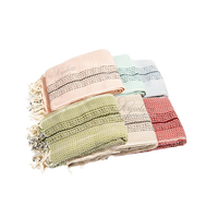 Serviette de plage turque Peshtemal en gros, faible MOQ, conception personnalisable, confort extérieur, luxe, grande taille, coton tissé compressé