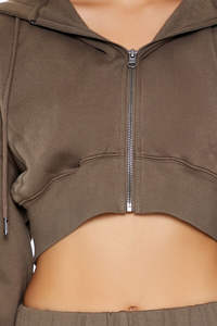 Oversized Zipper Hoodie <b>Women</b> High Quality Cotton French Terry Breathable Cropped Zip Top Custom Logo Embroidery Printed Printed - Product Image 4