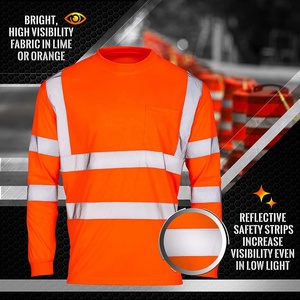Hi Vis réfléchissant travail hiver Construction 100% Polyester vestes vêtements de travail chemises bande réfléchissante chemise à manches longues vêtements de travail - Product Image 4