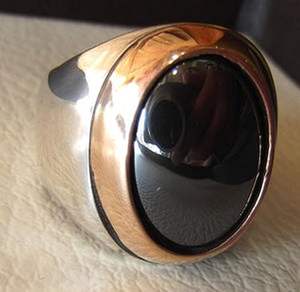 Anillo de Plata de Ley 925 para Hombre, Novedad, Piedra Preciosa de Hematita Natural, Anillo Unisex Árabe para el Día del Padre - Product Image 6