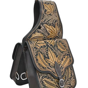 Bolsas de sillín de salto ecuestre de cuero genuino de alta calidad, ropa de equitación occidental mecanizada a mano para caballos - Product Image 1