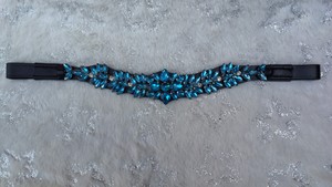Fronture de cheval artisanale en cristal bleu, ornée de strass de luxe, pour le dressage équestre - Product Image 6