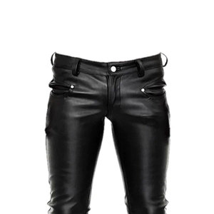 Pantalon en cuir pour homme, best-seller, qualité supérieure, décontracté, taille mi-haute, léger, coupe droite, motif slim fit - Product Image 4