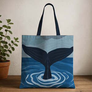 Sac fourre-tout thème océan baleine spermatique mignon, grande capacité, fermeture éclair, résistant à l'eau, écologique, brodé, couleur unie pour printemps/été - Product Image 3
