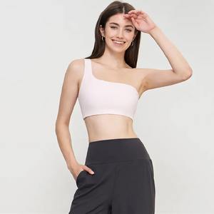 Soutien-gorge de sport à impact élevé pour femmes Plus ensemble d'entraînement de gymnastique une épaule dos ouvert XL 3XL lavé plaine Yoga avant coupe moyenne avant un - Product Image 5