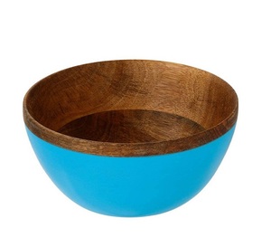 Ensaladera de madera de arce índigo con revestimiento de esmalte azul, cuencos elegantes para cocina casera y uso en fiestas - Product Image 2