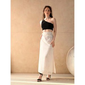 กระโปรงชิฟฟิลิคอตตอน100% สำหรับผู้หญิงชุดโบโฮแบบลำลองเอวสูงมีซิปสไตล์แมกซี่ทรงเอ - Product Image 2
