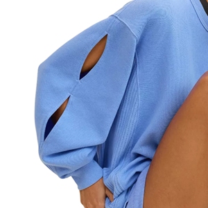 Sweat-shirts amples en tricot pour femmes, hiver, couleur unie, 100% coton, respirant, design asymétrique, col rond, style décontracté chic, long - Product Image 3