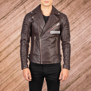 Blouson aviateur décontracté en cuir véritable pour hommes Vêtements pour hommes Blouson slim à manches longues en cuir tendance avec fermeture éclair Veste de moto - Product Image 3