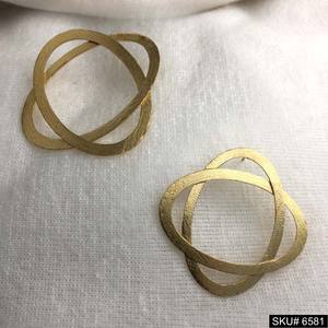 18K Gold Plated Brass Funky <b>Stud</b> <b>Earrings</b> Vintage Style Plain <b>Earrings</b> for Engagement Trendy Jewelry Bezel Setting for Gifts - Product Image 1