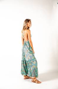 Vestido largo bohemio con estampado floral para mujer, Vestido largo de playa de verano, sin mangas, cuello en V, vestido veraniego informal para vacaciones - Product Image 4