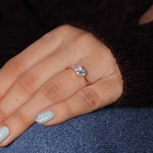 IGI Certified 14K & 18K Solid Gold Engagement Ring for Women Unique Baguette & Pear Cut Diamond Includes Ring <b>Bag</b> - Product Image 3