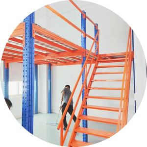 Estante de almacenamiento, estantes de piso entresuelo, sistema de estantería de palés de almacén con estante de escalera, estantes y estantes de apilamiento generosos - Product Image 6