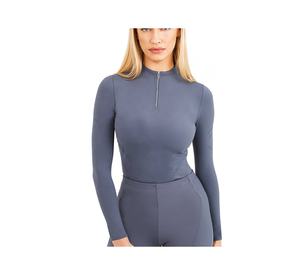 Chemises d'équitation à manches longues pour femmes, vente en gros, demi-fermeture éclair, couche de base, course équestre, couche de base pour femmes - Product Image 1