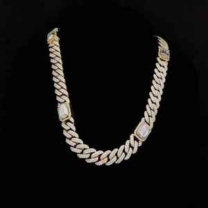 Cadena cubana de Plata de Ley 925 de alta calidad Corte Esmeralda Moissanite Diamante Lujo Hip Hop Fiestas de moda Compromisos - Product Image 2