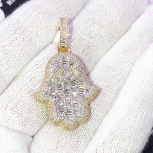 ฉูดฉาด VVS เพชรโมอิสชุบทอง925เงินจี้ฮิปฮอป Bling Hamsa เครื่องประดับแฟชั่นสุดหรูสำหรับแร็ปเปอร์ - Product Image 3