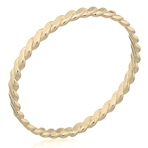 Women's Yellow Gold Plated 925 <b>Silver</b> Casual/Sporty <b>Stack</b> <b>Ring</b> Flat Twisted Wire for Party Occasions and Gift Ideas - Product Image 1
