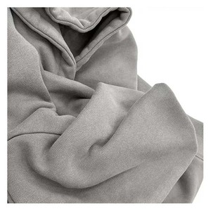 เสื้อฮู้ดแบบสวมหัวของผู้ชายเสื้อผ้าแนวสตรีทผ้าแอซิดผ้าคอตตอนปักโลโก้100% ตามสั่ง - Product Image 5