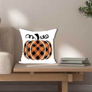 Housse de coussin Halloween à imprimé citrouille - Décoration mignonne et effrayante, 32"x32" - 80x80 cm - Product Image 1