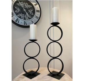 Double Elegant Ring Iron Luxury Candle Holder for Decorate Home Festive Hotel Restaurant Wedding Table Decoration Made in India - Product Image 1