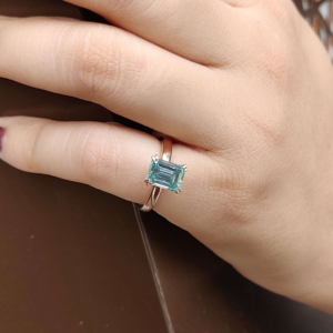 เพชรโมอิสสีเขียวเป็ด1.5กะรัตมรกตที่ไม่เหมือนใครในศิลปะที่ได้แรงบันดาลใจจากวินเทจแหวนแต่งงานทองคำ10K สำหรับผู้หญิง - Product Image 6