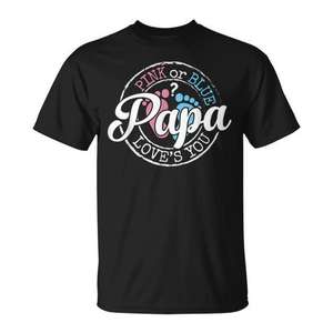 T-shirt de révélation du sexe pour futur papa – Rose ou bleu – Idéal pour baby shower – Motif « Papa » - Product Image 1