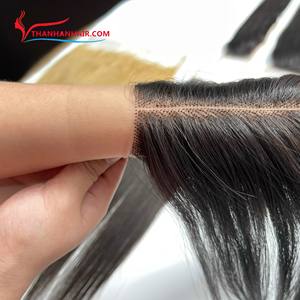 Transparent <b>Lace</b> <b>Closure</b> Hair Weaving Vietnamese Natural Black Straight Remy Grade Virgin Human Hair Machine Double Weft - Product Image 2