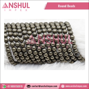 Exportador indio de pirita de buena calidad, cuentas sueltas redondas de 14 mm, piedra preciosa de vidrio natural para la fabricación de joyas. - Product Image 6