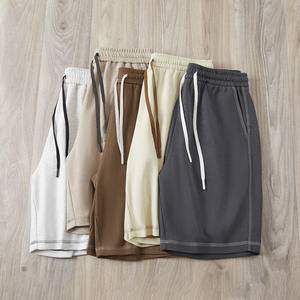 Alta calidad 75% algodón 25% poliéster verano ajuste relajado contraste sólido Top-Costura hasta la rodilla Casual Bermudas para hombres - Product Image 3