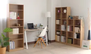 6-Grid <b>Solid</b>-Core Adjustable Rack Organizer Shelving Free Standing Storage <b>Wooden</b> Bookshelf - Product Image 5