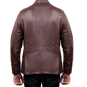 Chaqueta de cuero transpirable de cuero de vaca a prueba de viento con relleno de algodón 100% de alta calidad para hombre - Product Image 4