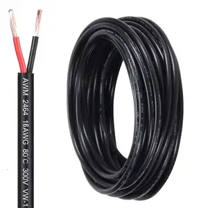 16AWG Copper Hookup Wire, 2 Core Flexible Extension Power Cord For Auto, Insulated Stranded Cable For Outdoor Lighting