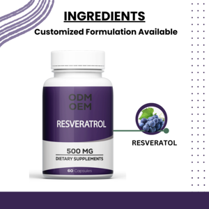 Capsules d'extrait de resvératrol en marque privée OEM, 60 compléments alimentaires, complément de resvératrol Nad - Product Image 5