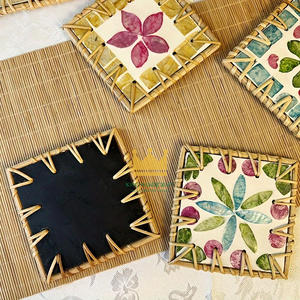 Posavasos de madreperla, Mantel Individual de ratán, posavasos de copa cuadrada para el hogar y la cocina, mosaico de perlas, hecho a mano, vietnamita - Product Image 1