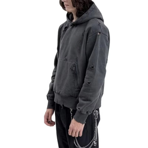 Sudadera con Capucha Premium de Moda para Hombre, Estilo Urbano, Diseño Personalizado, Lavado Vintage, 100% Algodón, Estilo Desgastado, Última Moda - Product Image 5