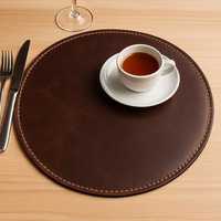 Napperon de table rectangulaire classique en cuir personnalisé, fait main, écologique, cadeau pour la maison