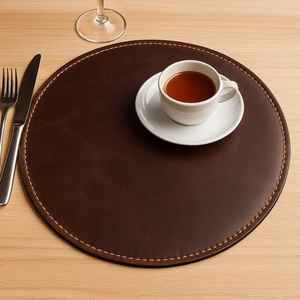 Factory Leather Personalized Table Placemat Gift Custom Dining Table <b>Mat</b> Round Leather <b>Dinner</b> <b>Mat</b> for Home - Product Image 4