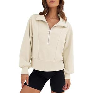 OEM personalizado cuarto de las mujeres sudaderas con cremallera hombro caído diseño personalizado sudaderas clásicas poliéster/algodón para el invierno - Product Image 4