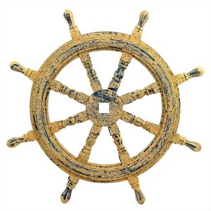 Roue de navire décorative maritime du capitaine doré antique en bois nautique fabriqué à la main décor à la maison - Product Image 4