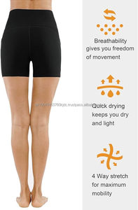 Pantalones cortos de Yoga transpirables de cintura alta para mujer, cinturón, Control de barriga, Fitness, entrenamiento atlético básico, pantalones cortos para correr, bolsillos profundos - Product Image 4