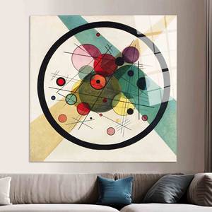 Impression sur toile Cercles de Kandinsky : Décoration artistique abstraite moderne, ART EN VERRE TÉMPERÉ - Product Image 1