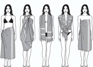 Sèche-cheveux en bambou durable avec essuie-mains de style rayé Outil de cheveux Peshtamal Wave écologique - Product Image 4