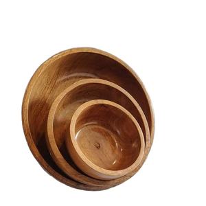 Bols imbriqués S/3 bol de service en bois naturel fini émaillé fournitures de cuisine ensemble de bols de présentation de plats et de fruits en gros - Product Image 1