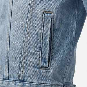 Veste en jean pour homme, coupe slim, style motard déchiré, bleu vintage, manches longues personnalisées, vêtements en jean classiques, veste en jean pour homme - Product Image 5